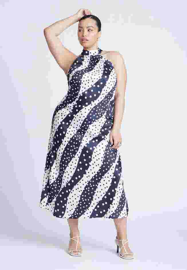 High Neck Bias Printed Maxi Dress image number 2