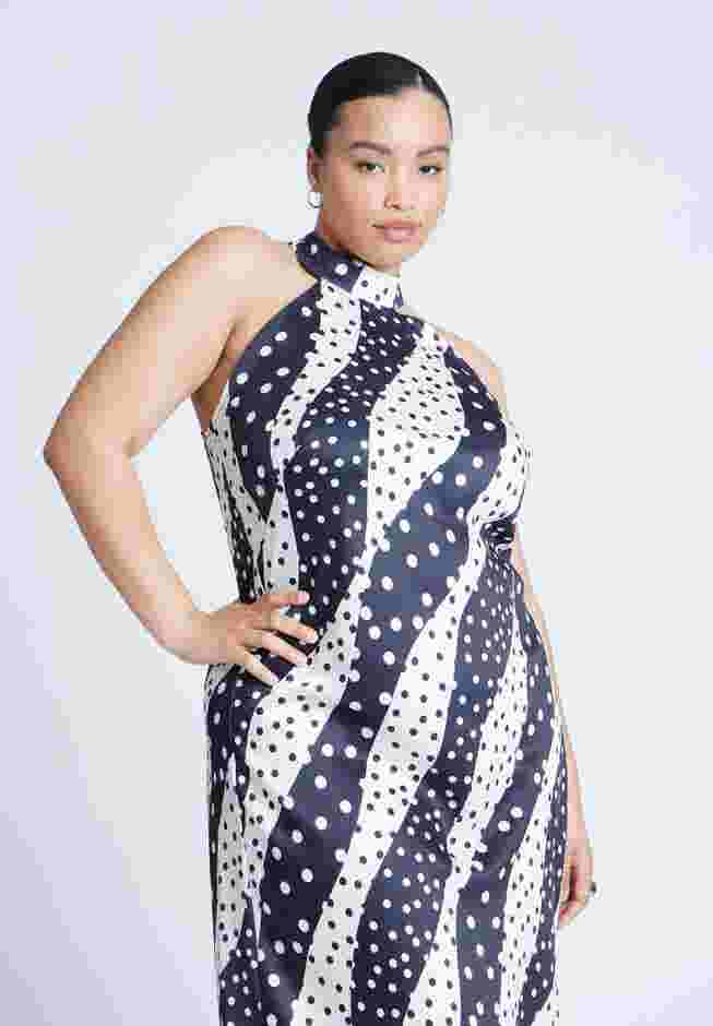 High Neck Bias Printed Maxi Dress image number 3