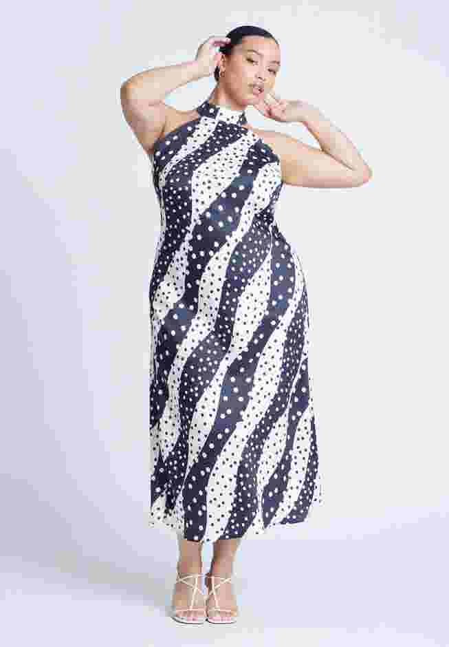 High Neck Bias Printed Maxi Dress image number 0
