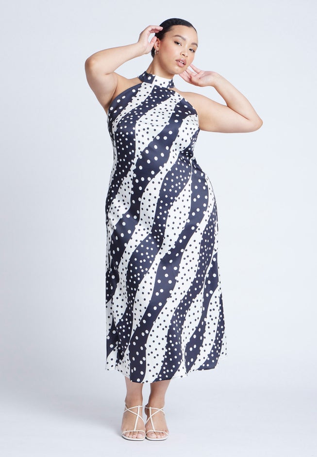 High Neck Bias Printed Maxi Dress image number 0