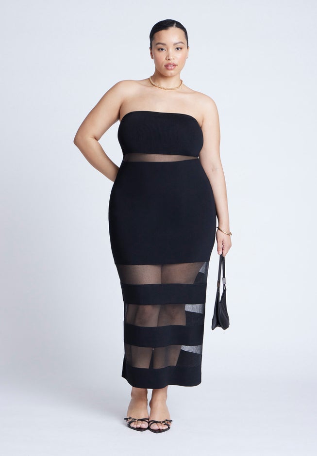 Sheer Panel Maxi Dress image number null