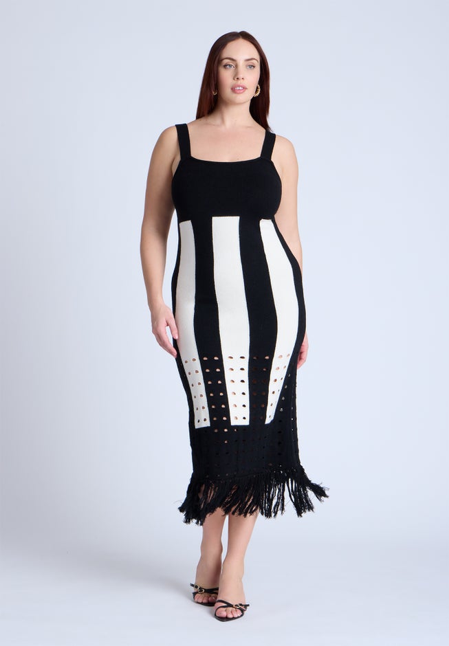 Sweater Stripe Dress image number null