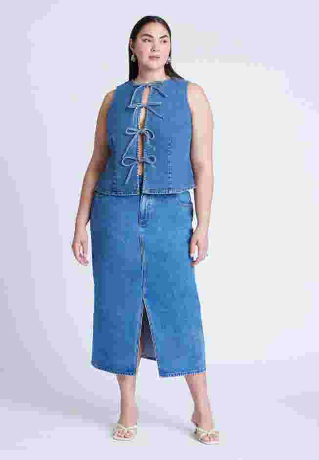  Tie Front Denim Vest image number 2
