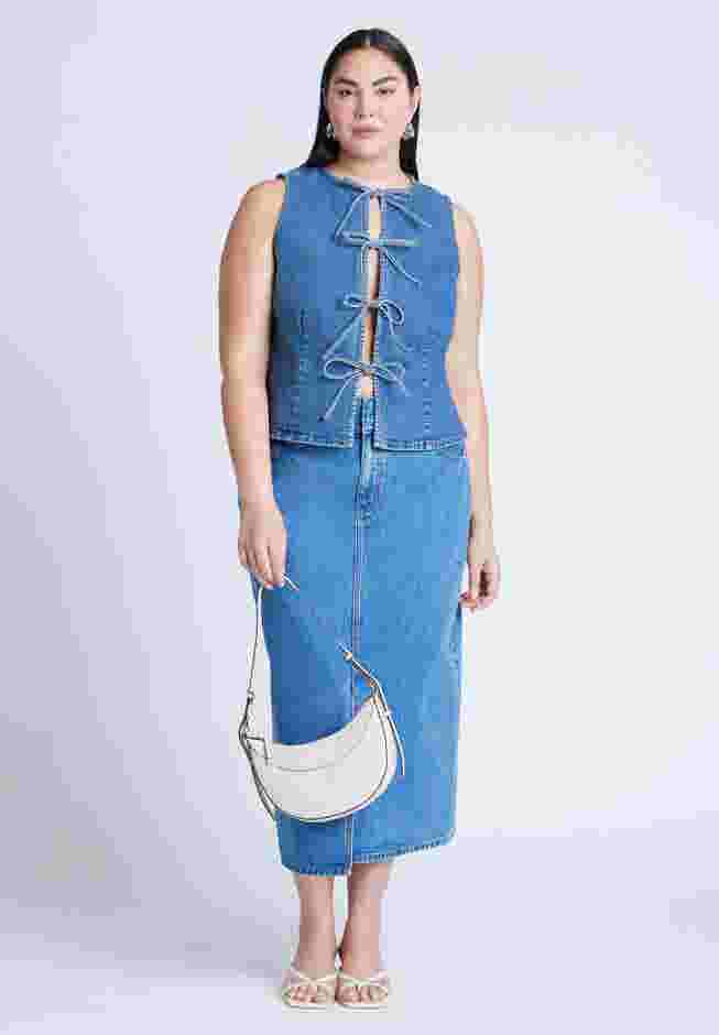  Tie Front Denim Vest image number 3