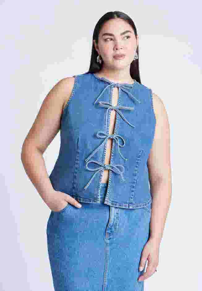  Tie Front Denim Vest image number 0