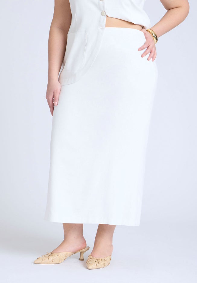 Linen Blend Column Skirt  image number 1