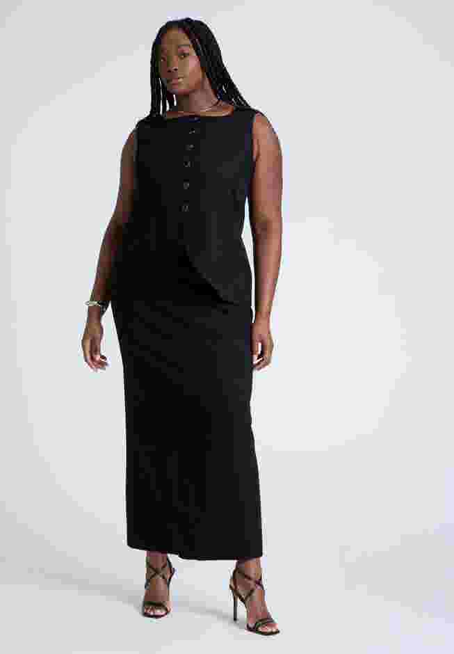 Linen Blend Column Skirt  image number 0