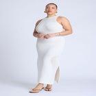 Sweater Dress With Open Stitch & Cutouts image number null