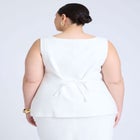  Square Neck Scoop Hem Linen Blend Vest  image number null