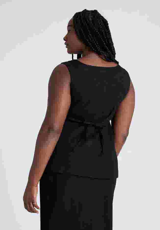 Square Neck Scoop Hem Linen Blend Vest  image number 1