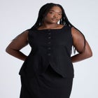  Square Neck Scoop Hem Linen Blend Vest  image number null