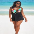 Tie Front V-Neck Swimdress image number null