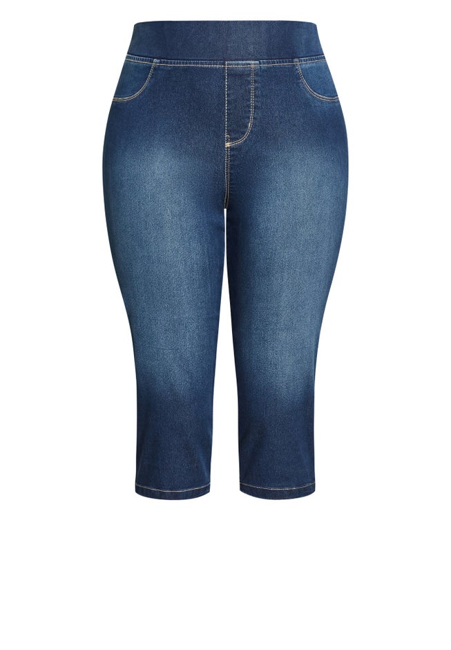 Butter Denim Pull On Crop Jean image number 2