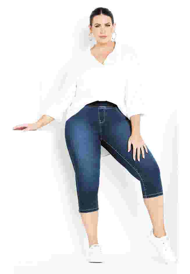 Butter Denim Pull On Crop Jean image number 3