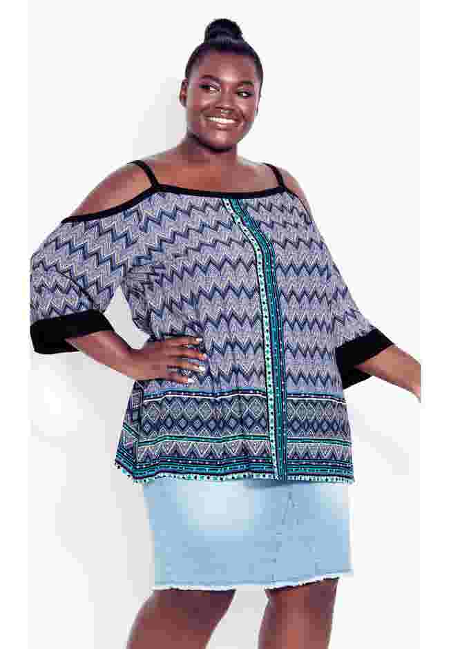 Daisy Cold Shoulder Border Top image number 3