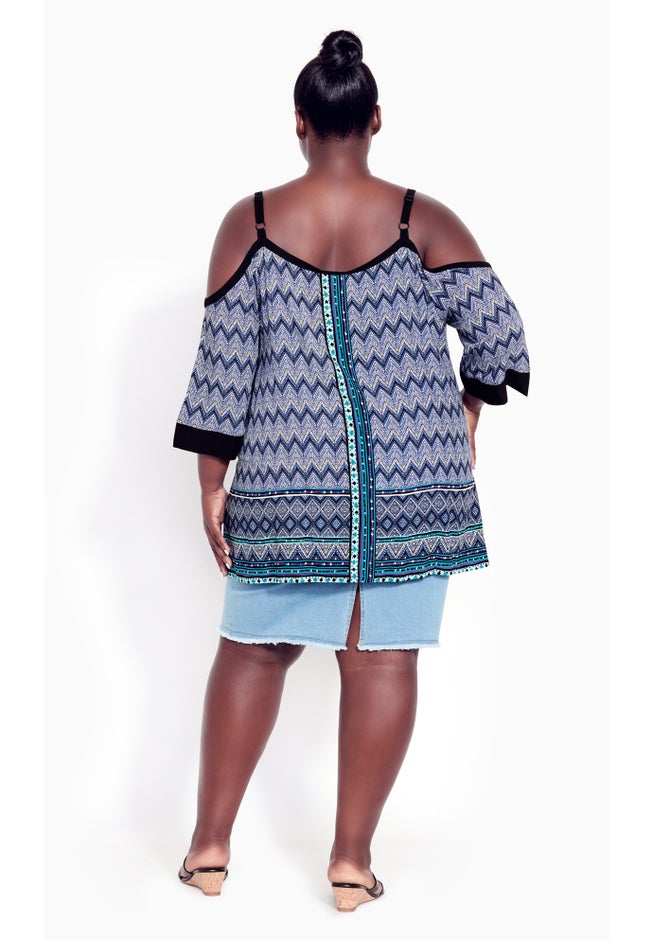 Daisy Cold Shoulder Border Top image number 4