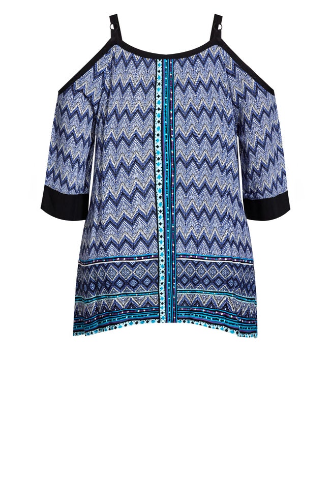 Daisy Cold Shoulder Border Top image number 5