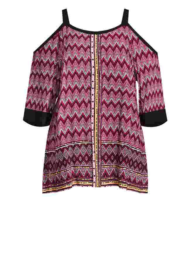 Daisy Cold Shoulder Border Top image number 2
