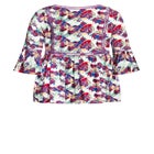 Boho Bell Sleeve Tier Sharkbite Hem Top image number null