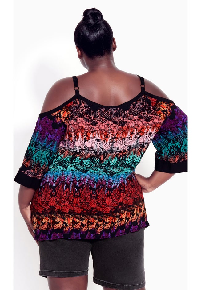 Daisy Cold Shoulder Print Top image number null