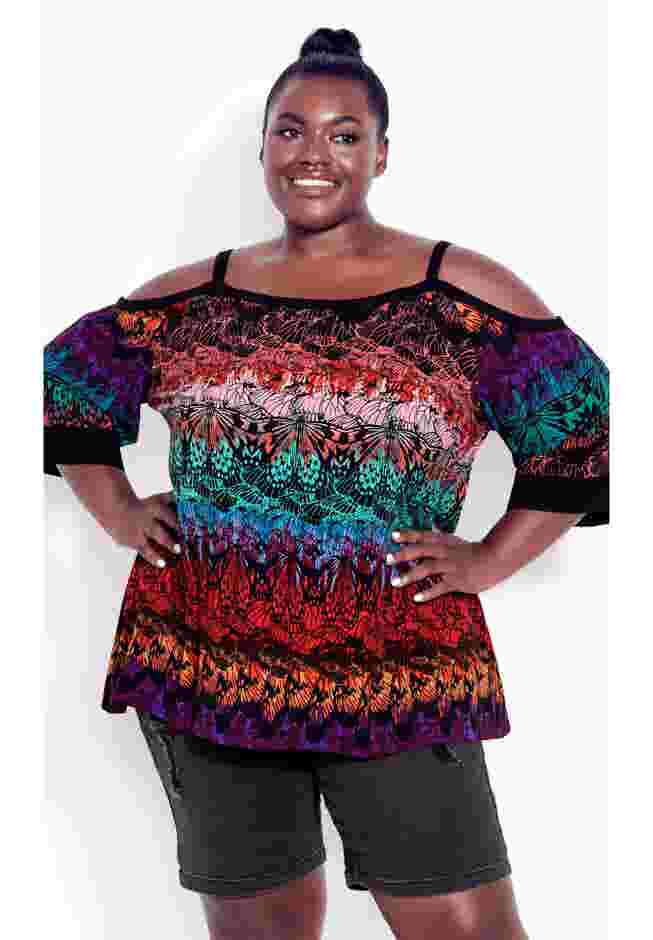 Daisy Cold Shoulder Print Top image number 3