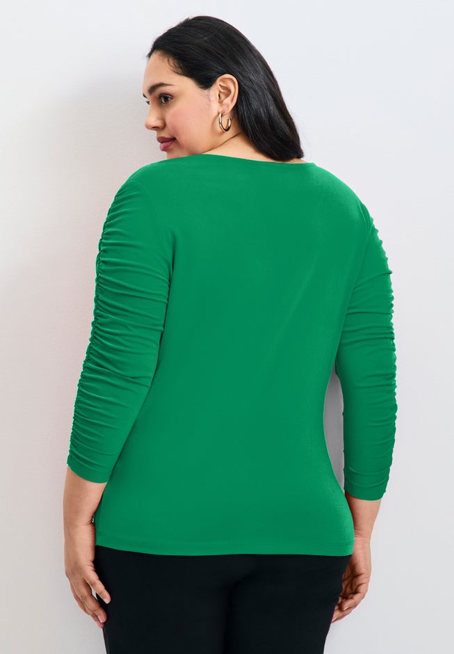 Naomi V Neck Gathered Sleeve Top image number 1