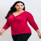 Naomi V Neck Gathered Sleeve Top image number null