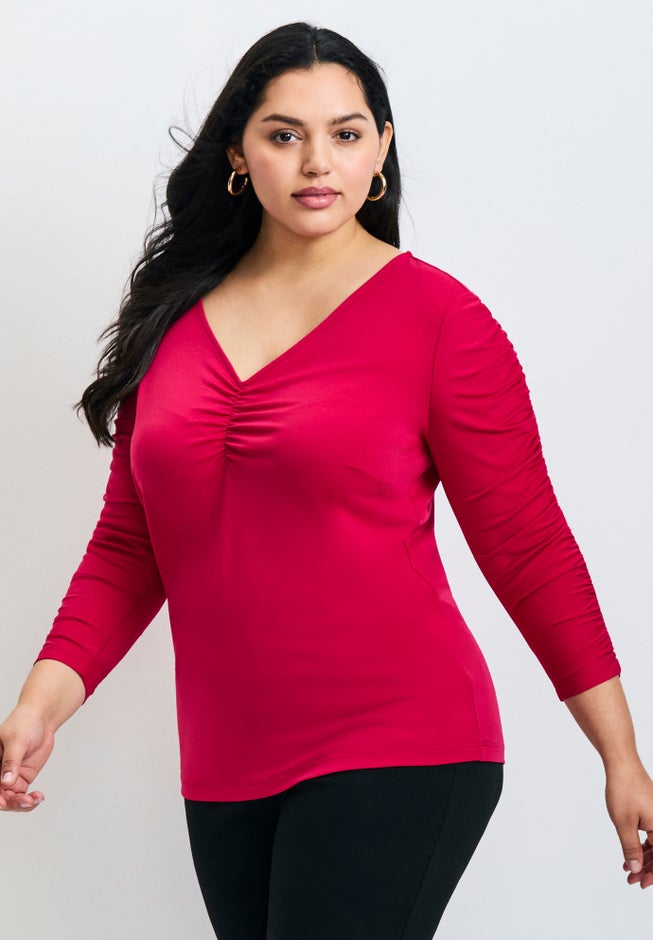 Naomi V Neck Gathered Sleeve Top image number 2