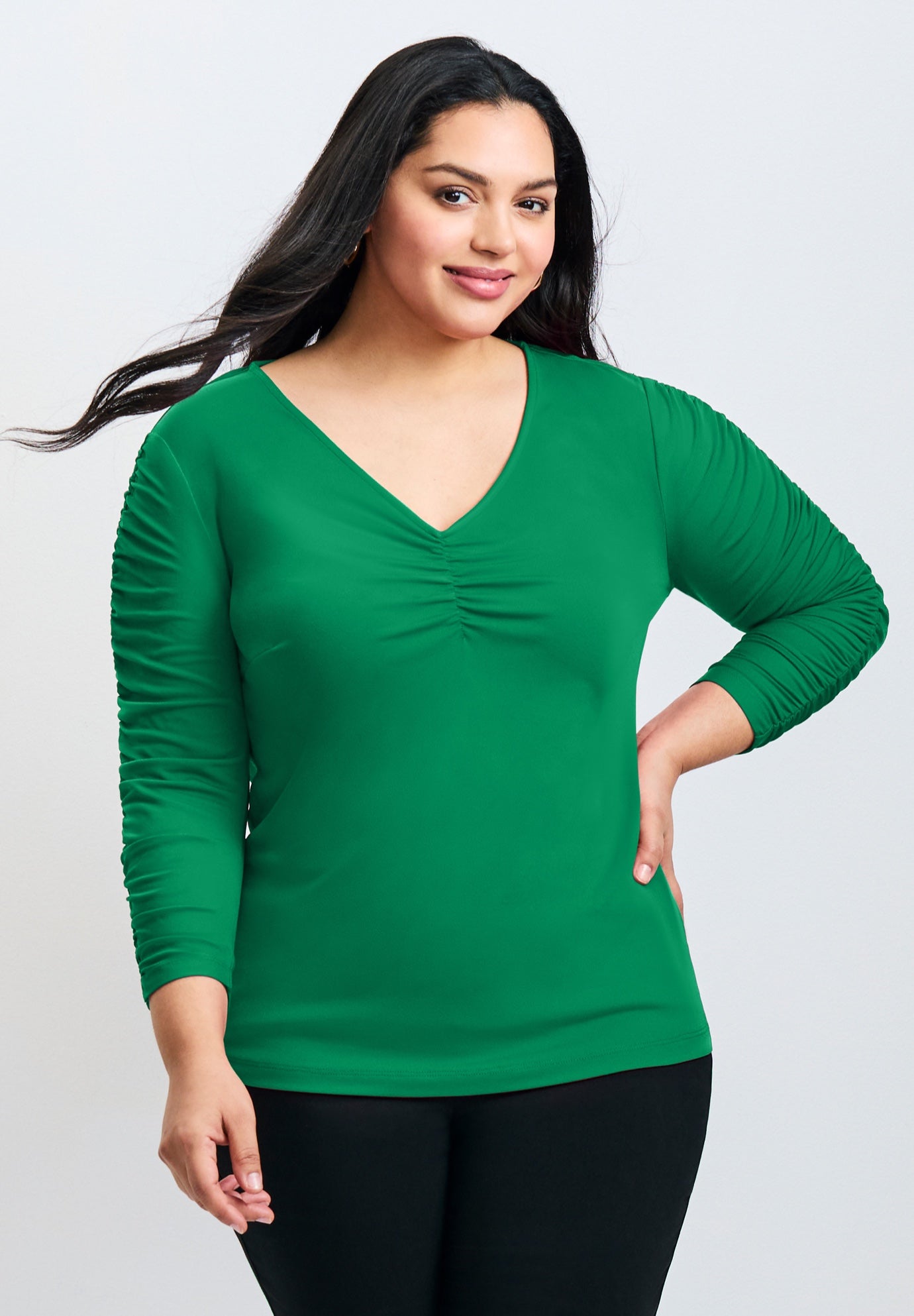 Naomi V Neck Gathered Sleeve Top image number 0