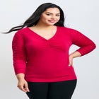 Naomi V Neck Gathered Sleeve Top image number null