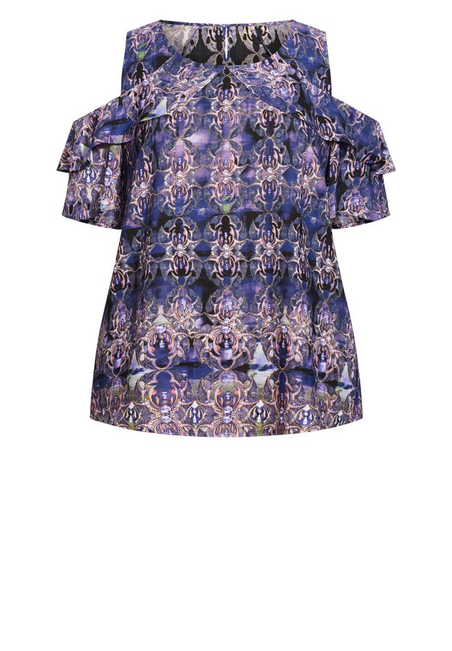 Frill Cold Shoulder Top image number null
