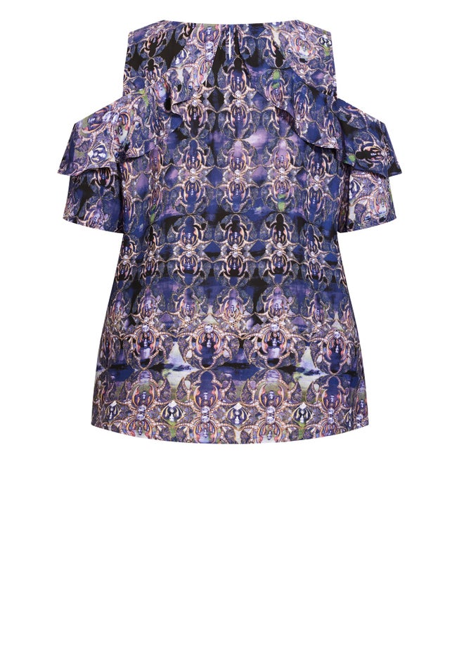 Frill Cold Shoulder Top image number null