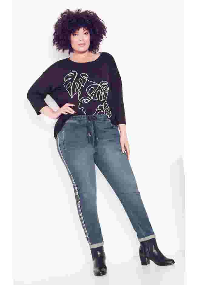 Shay Side Stripe Denim Jogger image number 1