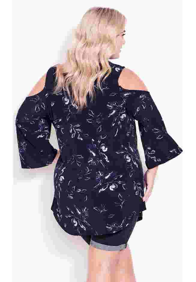 Cold Shoulder 3 Bar Print Top image number 1