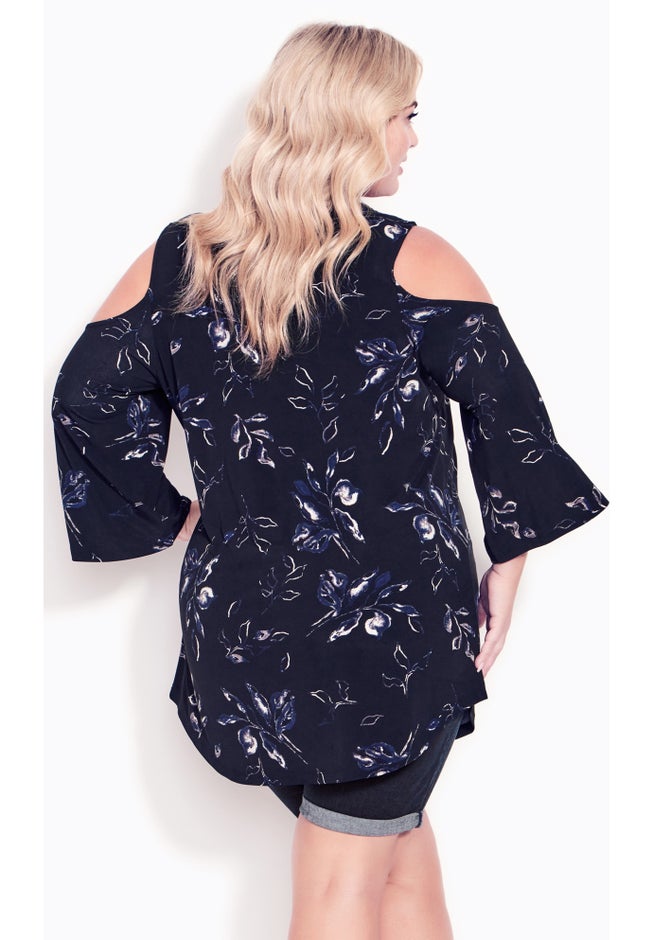 Cold Shoulder 3 Bar Print Top image number 1