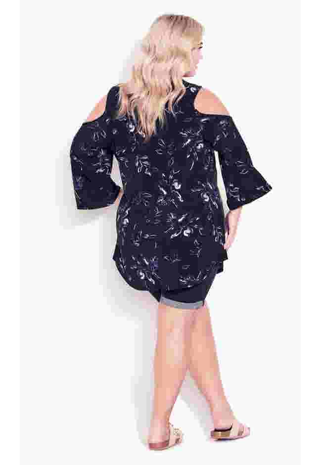 Cold Shoulder 3 Bar Print Top image number 4