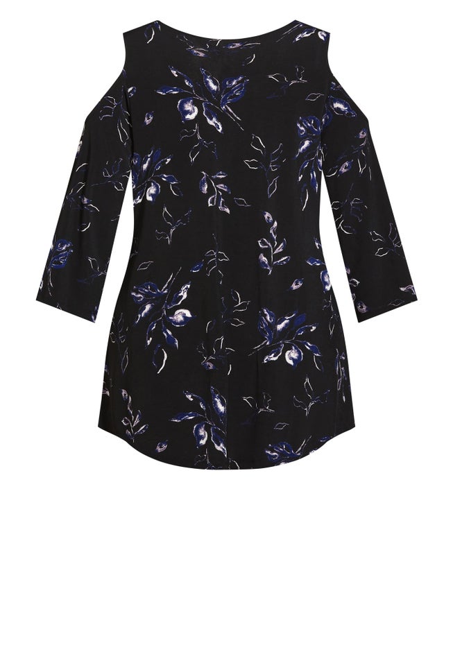 Cold Shoulder 3 Bar Print Top image number 5