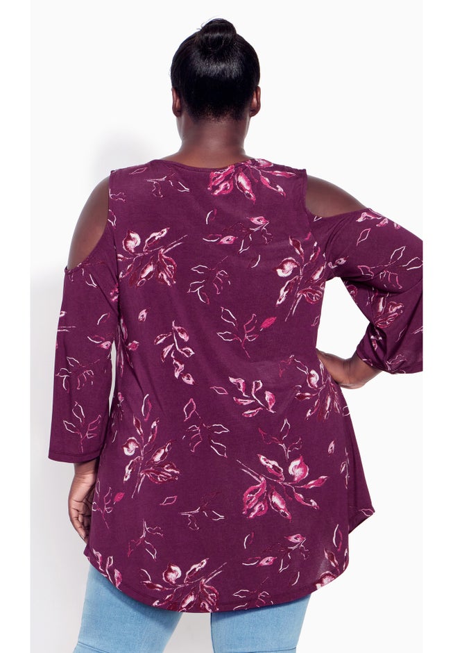 Cold Shoulder 3 Bar Print Top image number 1