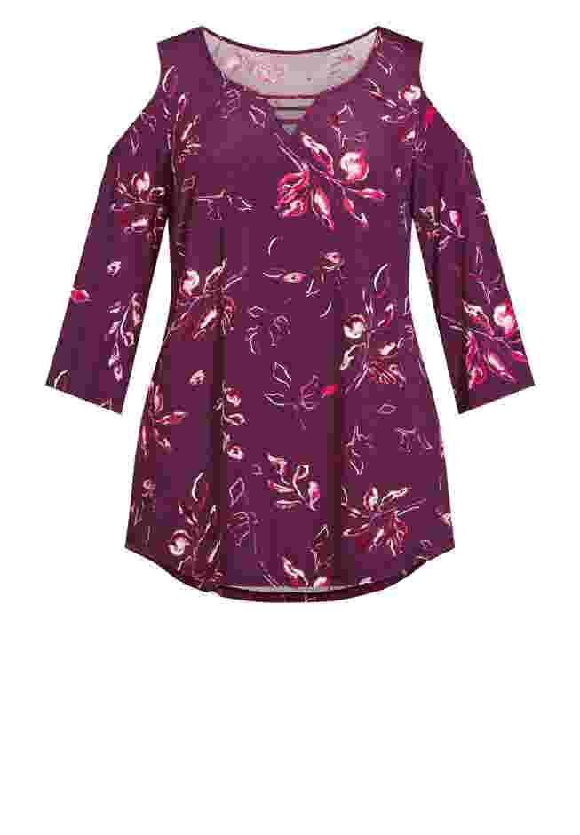 Cold Shoulder 3 Bar Print Top image number 2