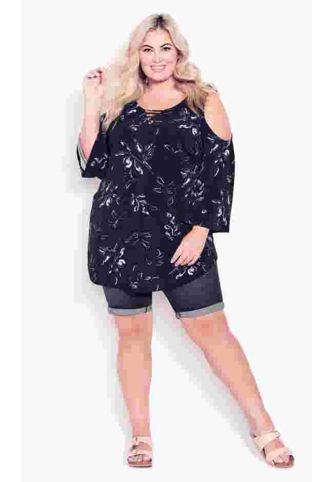 Cold Shoulder 3 Bar Print Top image number 0