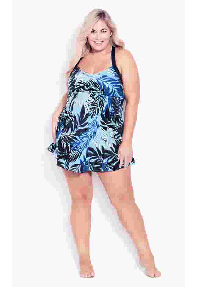 Hi Back Print Swim Dress image number 0