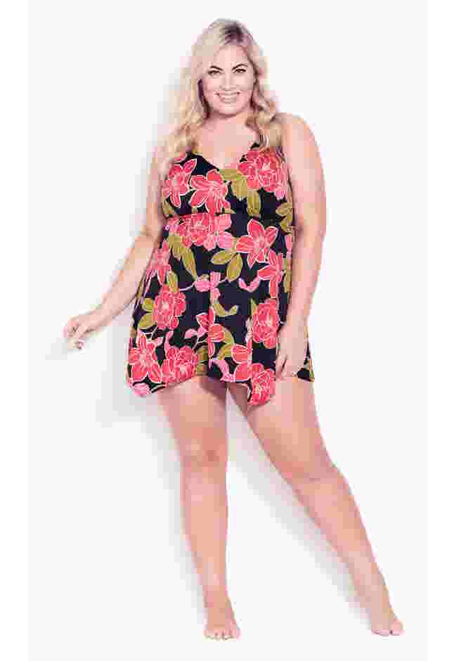 Sharkbite Print Swim Dress image number 0