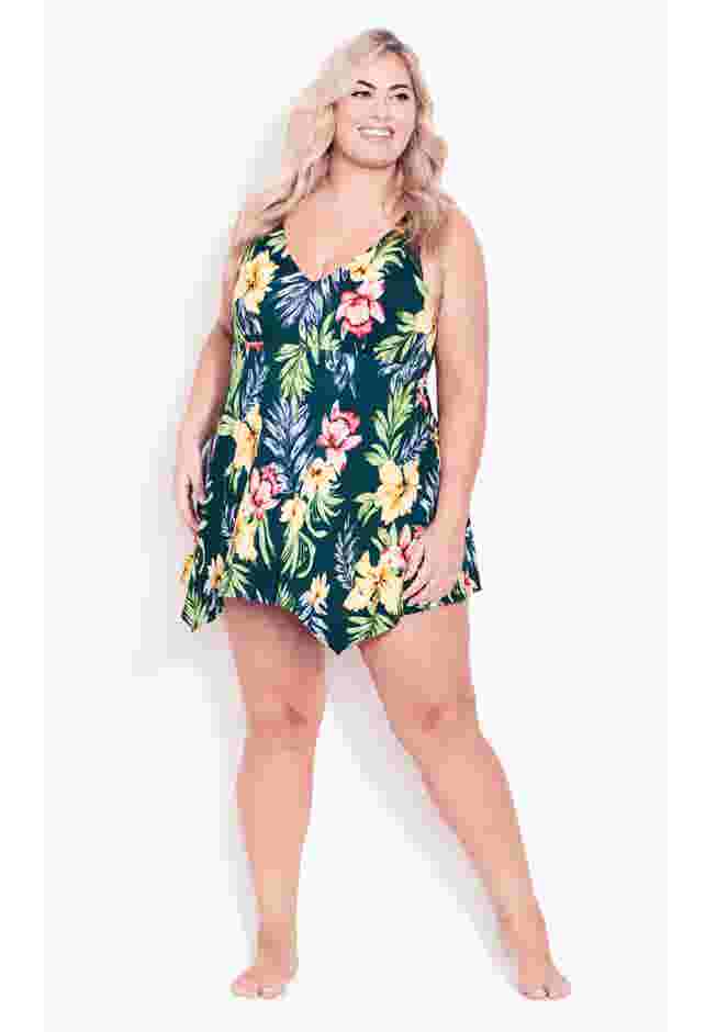 Sharkbite Print Swim Dress image number 0