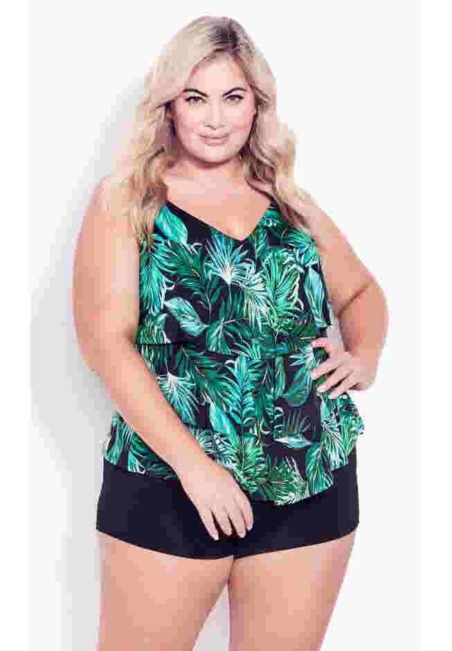 3 Tiered Print Tankini Top image number 0