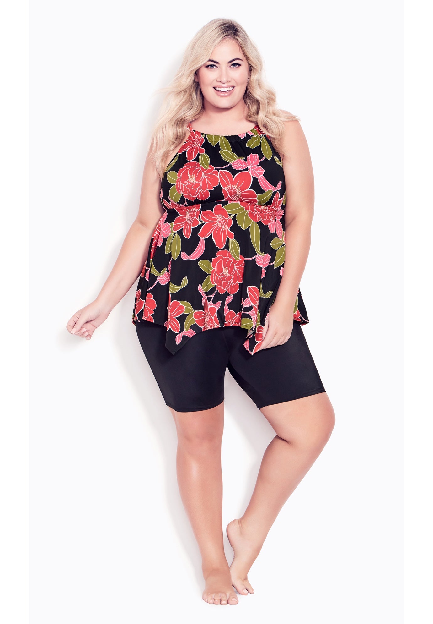 Handkerchief Print Tankini Top image number 1