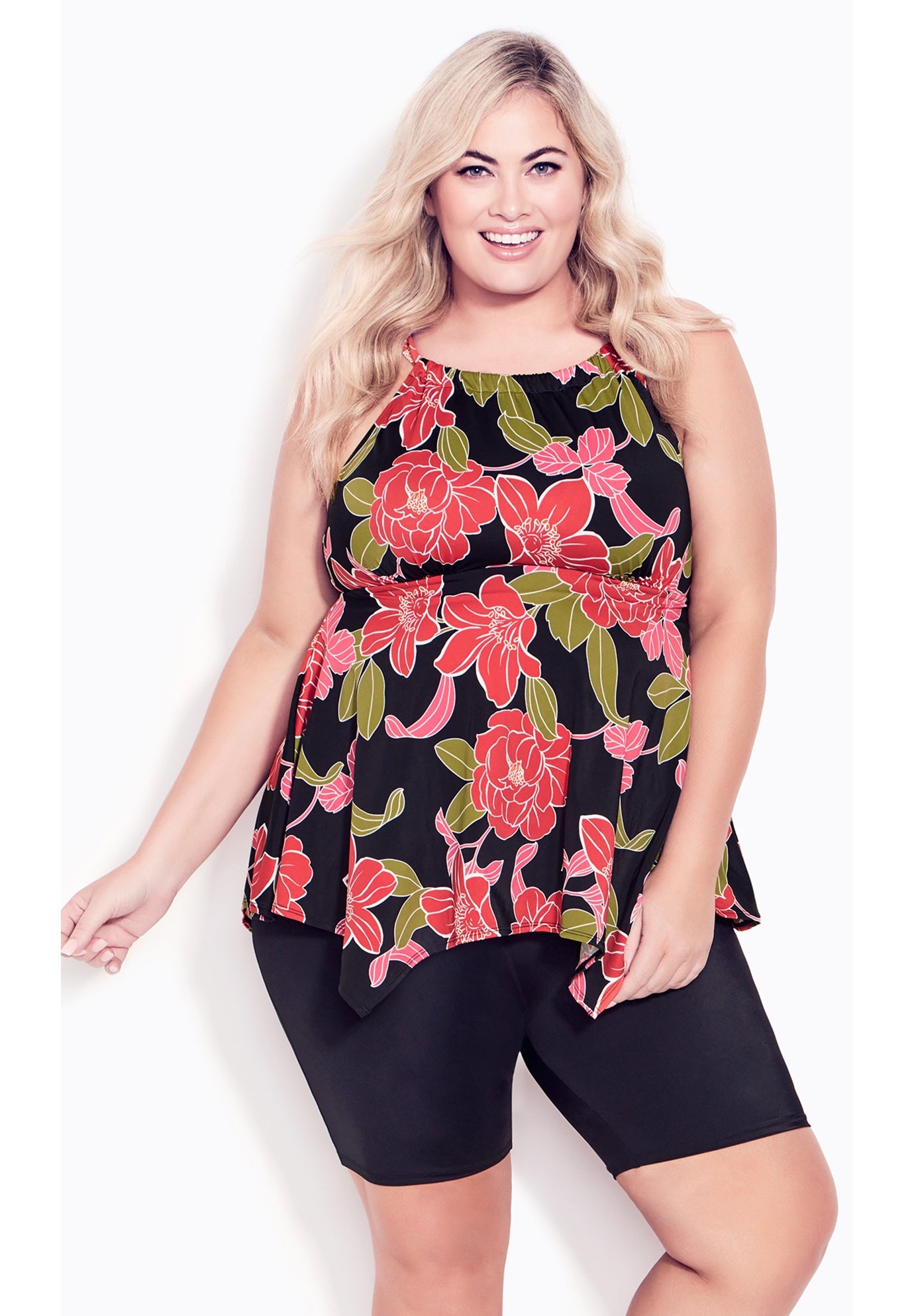 Handkerchief Print Tankini Top image number 0