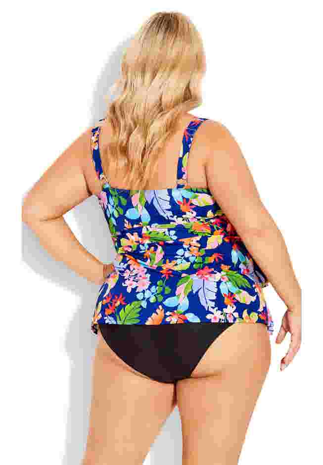 Ruffled Print Tankini Top image number 1
