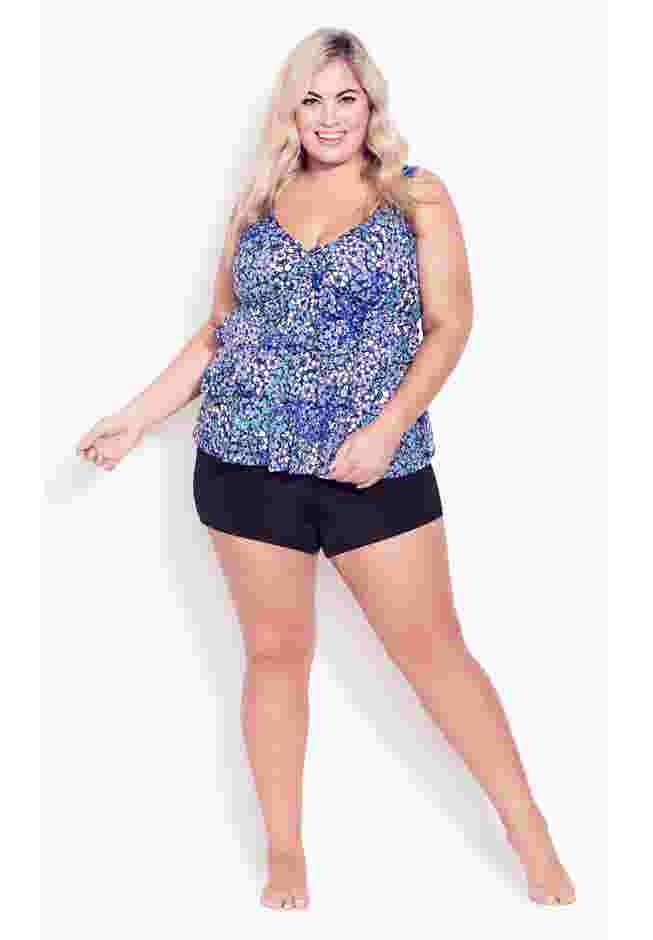Ruffled Print Tankini Top image number 3