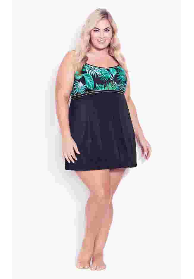 Empire Print Swim Dress image number 0