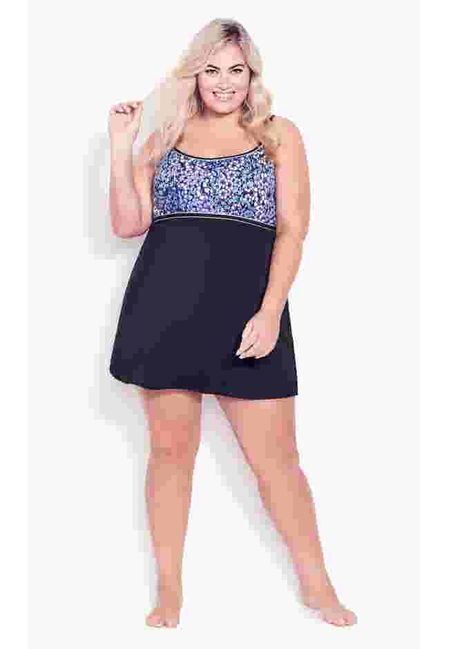 Empire Print Swim Dress image number 0